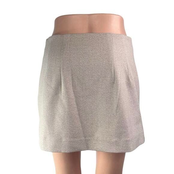 NEW Express Beige High Waisted Zip Slit Pencil Mini Skirt Short Skort Size 4 - Picture 3 of 6
